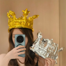 파티용 알루미늄 크라운 입체 생일 공주 왕관 풍선, 1개, 21cm*78cm 골드