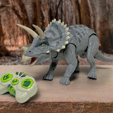 유아 움직이는 공룡 트리케라톱스 리모컨 조종 장난감 놀이, 1개