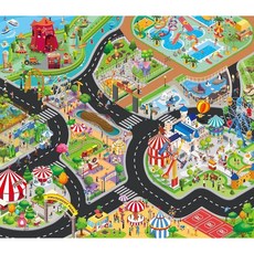 遊戲地墊 野餐墊 防水地墊 交通地墊 城市交通地墊 地圖地墊 兒童益智玩具 寶寶爬行墊, 遊樂園70*80