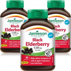 슈퍼푸드 블랙엘더베리 인후통완화 항산화제 하루1정 3세트 캐나다내수용 자미에슨, 3개, 45정