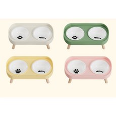 멍툴마켓 루이멍 세라믹 2구 반려동물 밥그릇 식기세트, 핑크, 1개