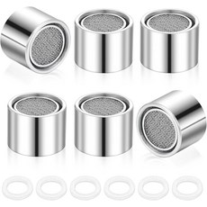 FNANJWQ 수도꼭지 에어레이터 주방 싱크대 어댑터 여성용 나사산 교체 부품 필터황동 쉘 및 욕실용 개스킷 포함 5564인치 6개