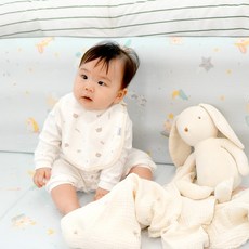 나이비 신생아 턱받이 아기 오가닉 침받이 이유식, 5개, 1개입, 베이지