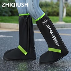 ZHIQIUSH 高筒防滑耐磨加厚雨鞋套 男女款, 熒光綠 反光+升級加厚+耐磨 ,L適合鞋碼40-42尺碼