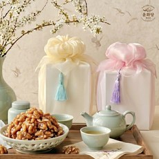 [보자기포장] 윤화당 정성가득 수제 호두정과 선물세트 답례품 쇼핑백 포함, 8세트, 베이지