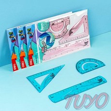 투요 플랙시블 투명 자 3종세트 각도기 학용품자 삼각자각도기