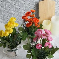 미니어처 화분 라이트 블룸로즈 장식화분, 1개, 옐로우