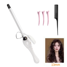 HTYVC 9-16mm 양털 고데기 미니 사이즈 봉고데기 헤어 웨이브 봉고데기 세라믹 헤어 컬링 남녀공용, 흰색, 13mm