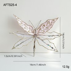 【 台灣直發 】 耶誕節裝飾品 19cm高檔網紗仿真蜻蜓 耶誕夾子蝴蝶, 粉色蜻蜓, 1個