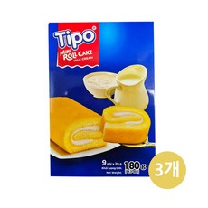 베트남 티포 미니 롤케이크 밀크맛 180g Vietnam TIPO MINI ROLL CAKE, 3개
