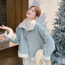 ZAJA 여성 겨울 기모자켓 루즈핏 램스울 자켓 아웃도어 귀여운 코트