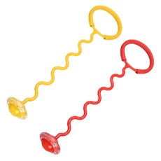 위시월드 LED 발목줄넘기 KC인증 꼬불이형, 레드 옐로우, 2개