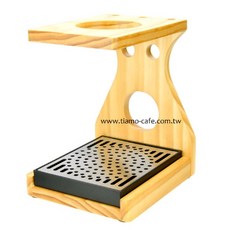 愛洛奇TIAMO 原木質感 木製濾杯架附滴水盤 (原色)HK0093，簡約設計，輕鬆享受手沖咖啡樂趣，保持檯面清潔, 1個, 原色