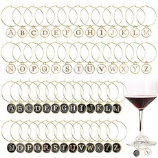 Framendino 52팩 레터 비즈 와인 글라스 참 마커 태그 스템 시음 파티 장식 귀걸이 후프 에나멜 이니셜 참 메탈 보석 없음 11st_amz 257438 66815, Framendino, 52팩 레터 비즈 와인 글라스 참