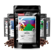Bodum Roasting Brazil 커피 원두 콩 355ml(12온스), 부드럽고 크리미합니다. 밀크 초콜릿, 캐러멜, 바닐라,, 340g, 1
