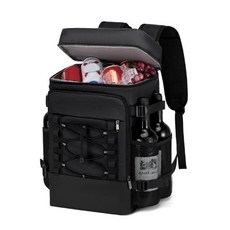 탑이지몰 병따개 있는 다용도 쿨링백팩 보온보냉백팩 캠핑 보온보냉가방, 30L, 블랙