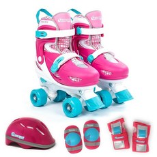 [ 1191230 ] 시카고 쿼드 롤러 스케이트 콤보 - 보호 장비 포함 조절 가능한 스케이트 하이탑 부츠 60mm 휠 안전 버클 실내 및 실외용, Chicago 쿼드 롤러 스케이트 콤보 - 보호 장비가, Pink/White