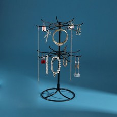 라운드 쥬얼리 디스플레이 스탠드 홀더 금속 계층 체인 선반 반지 귀걸이 헤어 밴드