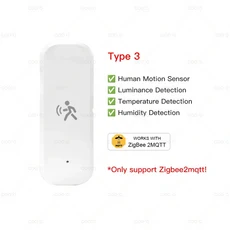 Zigbee 10G MmWave 레이더 모션 센서 조도 온도 습도 센서가 있는 인간 감지기 Tuya Zigbee2MQTT 지원, 기타, 05 Type 3 for Z2M