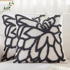 스타일 자수 쿠션 소파 침대 옆 요추 플로킹 태슬 창문 좌석 다다미, 5. 다크 그레이