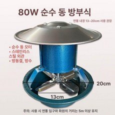 굴뚝 배기팬 배출기 연통 화목난로 환기 흡연 벤츄레이터, 구리 80 내식성 커버 13-20cm