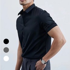 남성 쿨링 빅사이즈 반팔셔츠 링클프리 스판 와이셔츠 남방