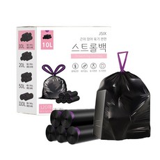 스트롤백 끈 달린 검정 비닐 봉투 배달 묶기 편한 끈있는, 120개, 10L