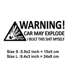 "경고 CAR MAY EXPLODE"창의적이고 재미있는 스티커 자동차 트럭 오토바이용 독특한 모습을 위한, Black, S, 1개