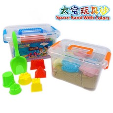 動力沙 方形手提套裝組 2斤 太空沙 火星沙 MM沙 附多種模具, 綠色, 黃色, 淺藍色, 桃粉紅, 紫色, 橘色, 沙子色, 1.2kg, 1套