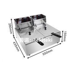 110v 220v 電炸爐 單缸雙缸油炸鍋溫控款6升電炸爐, 82雙缸【110V溫控款電炸爐】