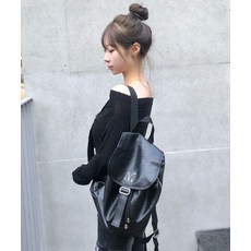 무센트 뮤트 메탈 로고 레더 미니 백팩 남녀공용, Black, Free