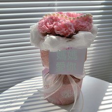 母親節禮物花束送媽媽成品網紅康乃馨花束生日禮物香皂永生花, 1件, 粉康9枝迷你小香風款:收藏關注送燈串+賀卡