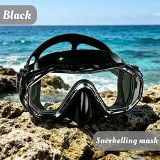 수중 다이빙 고글 스노클 풀 드라이 수영 장비, Black / Black, 색상: 7. Black one-piece mask