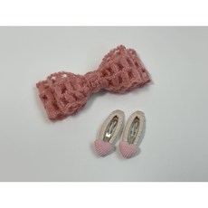 리리아쥬 러블리 뜨개리본 코듀로이 하트 헤어핀 세트