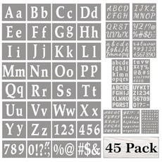 [ 745671 ] 자르테나 AMC 45피스 4 2 3/2 1/2인치 글자 스텐실 페인팅용 재사용 가능한 플라스틱 숫자 알파벳 DIY 공예 용품, [ 745671 ] 자르테나 AMC 45피스 4, 2,