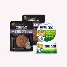 뉴트리플랜 건강프로젝트(구강+면역) x 24개 + 하루영양 주식 어덜트 닭&참치 파우치 80g x 12개, 뉴트리플랜 건강프로젝트(구강+면역) x 24개 + 하루
