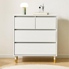 가로골지 템바보드 거실서랍장 높은협탁 800 서랍가구, 화이트그레이