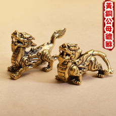 黃銅母貔貅擺件 招財納福 開運風水 辦公室桌面裝飾 精緻工藝, 黃銅-公貔貅(招財)