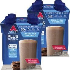 앳킨스 플러스 프로틴 & 파이버 셰이크 크리미 밀크 초콜릿 저당, 8개, 325ml