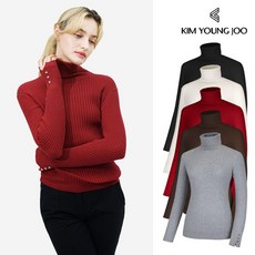 [사은품증정] 김영주 여성 골프웨어 제시 골지 목폴라 니트 티셔츠 533042
