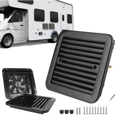 오토엑스버트 RV 배기 통풍구 팬 2.4W 12V 일방향 무음 풍기 환기 카라반 캠핑카 캠퍼 블랙, without interior panel, black