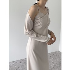 클루이가넷 / 셔링 뷔스티에 슬리브리스 롱원피스 세트