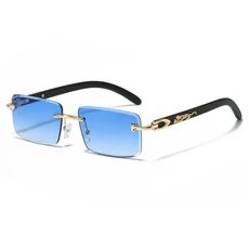 트렌디한 빈티지 소형 금속 선글라스 레트로 UV400 무테 여성 및 남성용 안경, 19 Gradient Blue