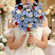 모루 꽃다발 키트 시들지않는 재료 공예 패키지 부케, 로맨틱 블루 스타 키트, 1개