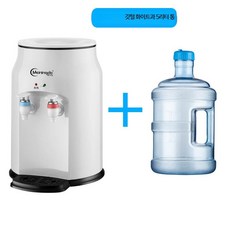 소형 데스크탑 가정용 기숙사 냉온수기 정수기 미니 탁상형 사무실용 생수통직결 냉수 온수 냉온수기 정수기 냉·온겸용 직결형 음수대 냉온수기 정수기 휴대형 물통형 컴팩트 테이블위, 깃털화이트-5L물통 온수