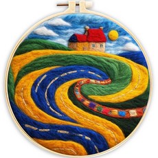 사르부터 바늘 펠트 키트 DIY 울 스타러 자수 선물용 홈 데코레이션에 적합한 초보자용 (별과 태양)