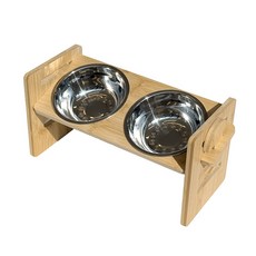 VITALO 밸런스핏 높이 각도 조절 펫 식기 2구 강아지 고양이 밥그릇 도자기 스테인리스 대형견 다견 다묘, 1개, 스테인리스 식기