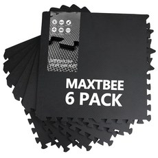 MAXTBEE 1.3cm(1/2인치) 두께의 인터로킹 폼 바닥 매트(24제곱피트) 6개의 타일 61x61cm(24x24인치) 고밀도 EVA 폼 체육관 바닥재 홈 체육관 역