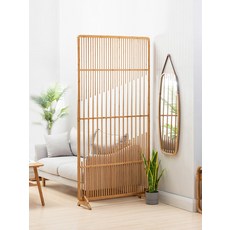 이동식 원목 파티션 접이식 스탠딩 가벽 공간분리 인테리어 거실 파도 스크린 원목색 54x33x206, 1개