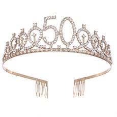 [블루밍 가든] 나이 왕관 30살 40살 80 생일 파티용품 팔순 머리띠 생일왕관 엄마생신 아빠생신 칠순 고희연, 50(골드), 1개